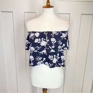 Billabong off shoulder cropped floral top size small